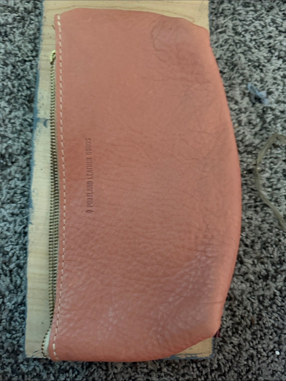 Portland Leather Coral-Peach Pebble Leather pouch